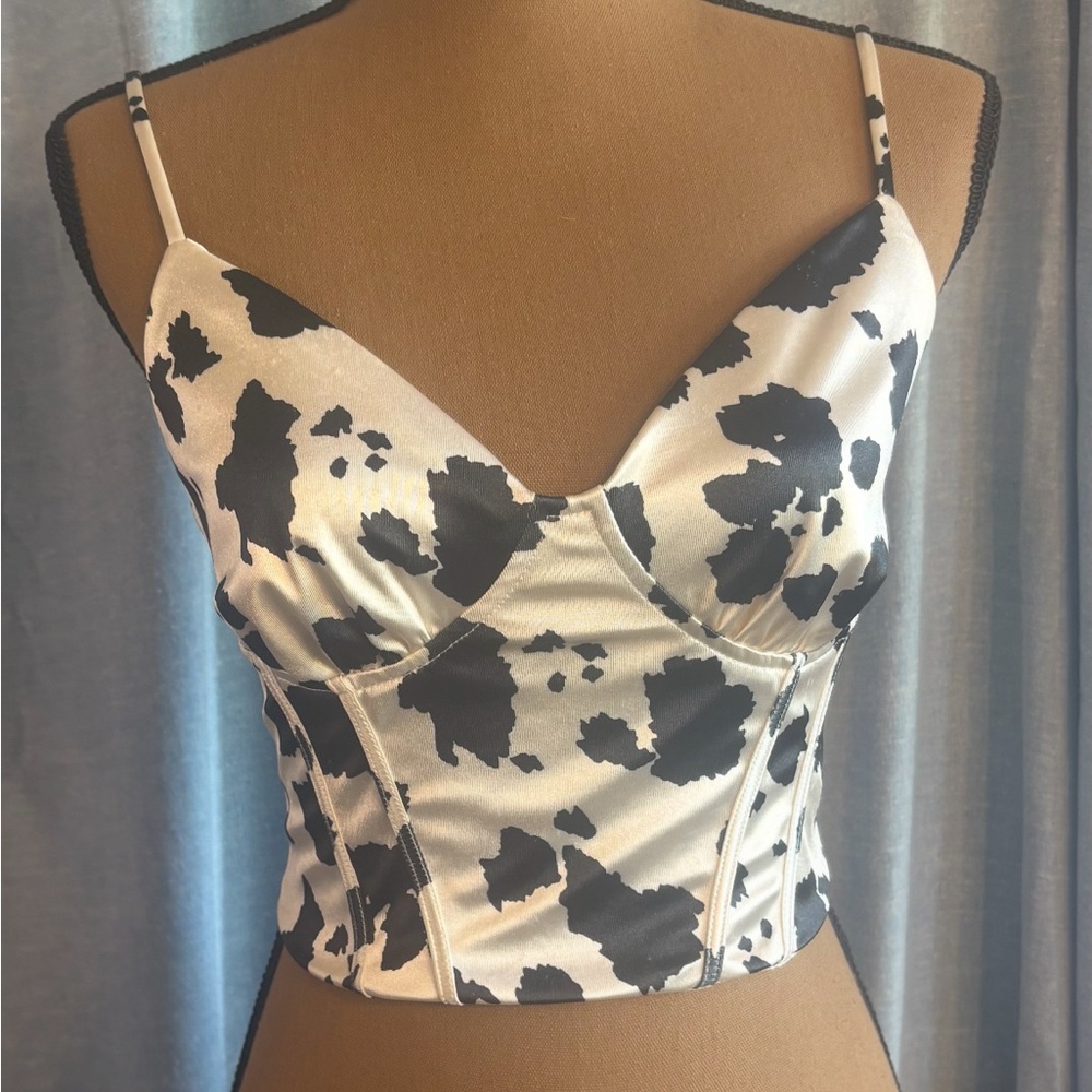 Black and White Cow Print Corset Top
